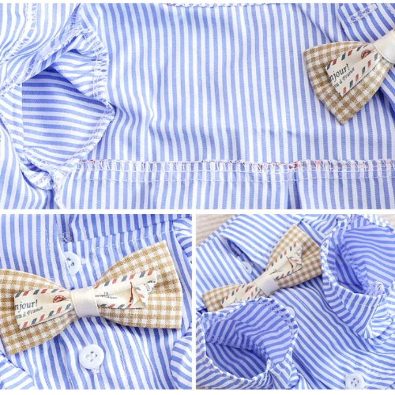 قمصان مخططة بعقدة فراشية للحيو - مراجعة Summer Dog Clothing وسعره
