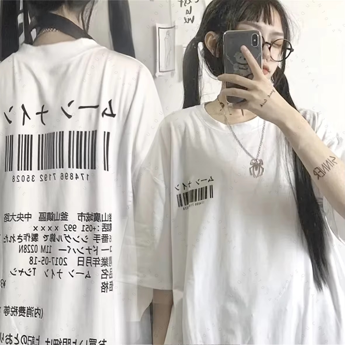 تي شيرت نسائي قصير بطباعة جراف - مراجعة Summer Goth Clothing وسعره