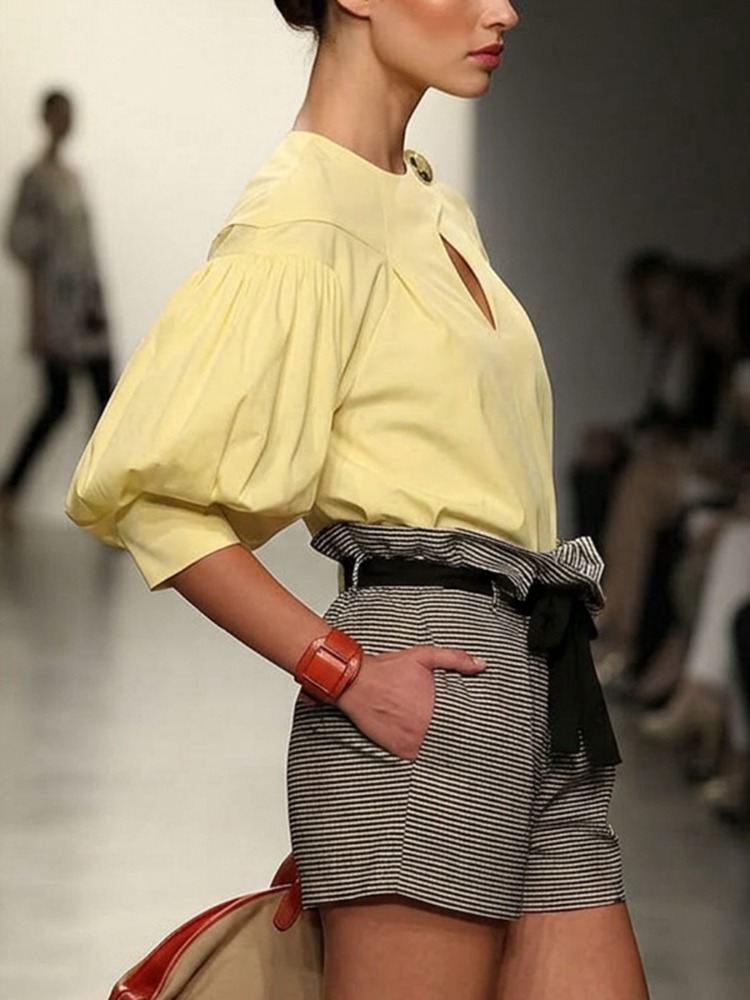 بلوزة نسائية من Yeezzi بياقة م - مراجعة Yellow Summer Clothing وسعره