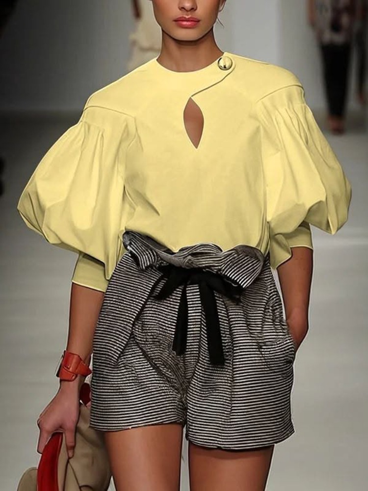 بلوزة نسائية من Yeezzi بياقة م - مراجعة Yellow Summer Clothing وسعره