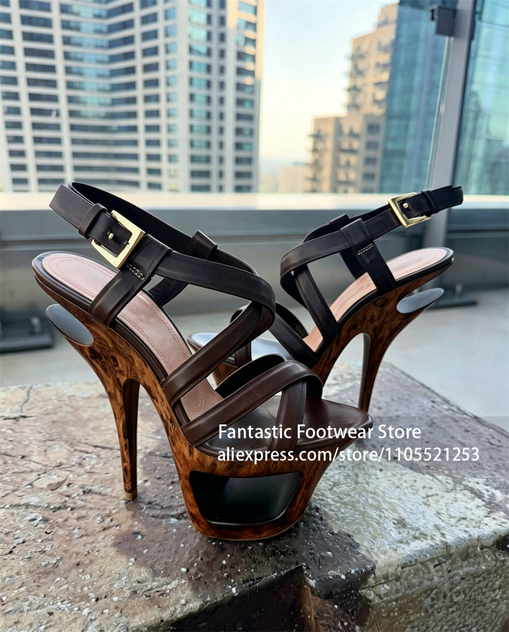 صنادل نسائية بكعب عالٍ بنقشة خ - مراجعة Summer Clothing Ladies وسعره