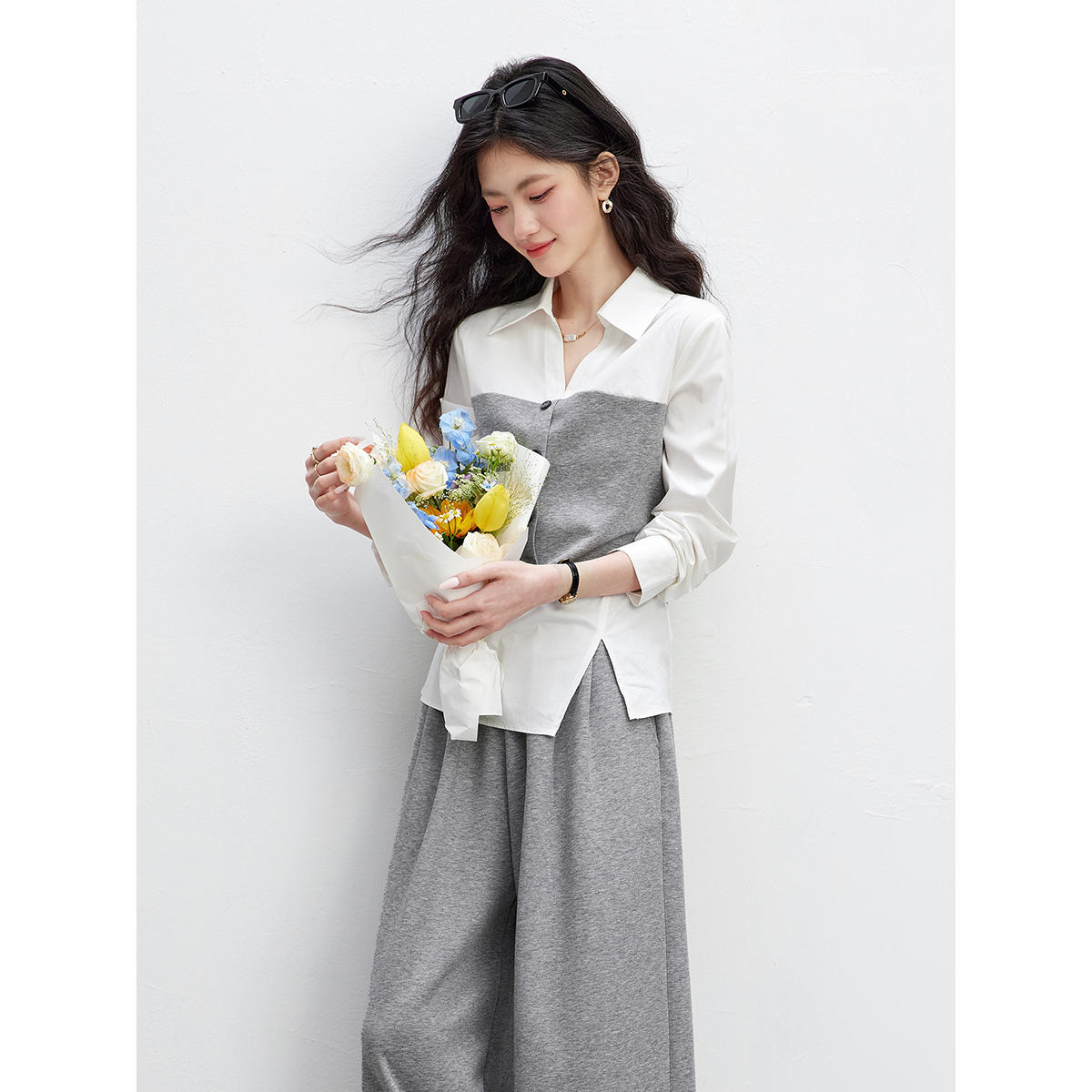 طقم نسائي من قطعتين من VIMLY ل - مراجعة Tie Front Shirt وسعره