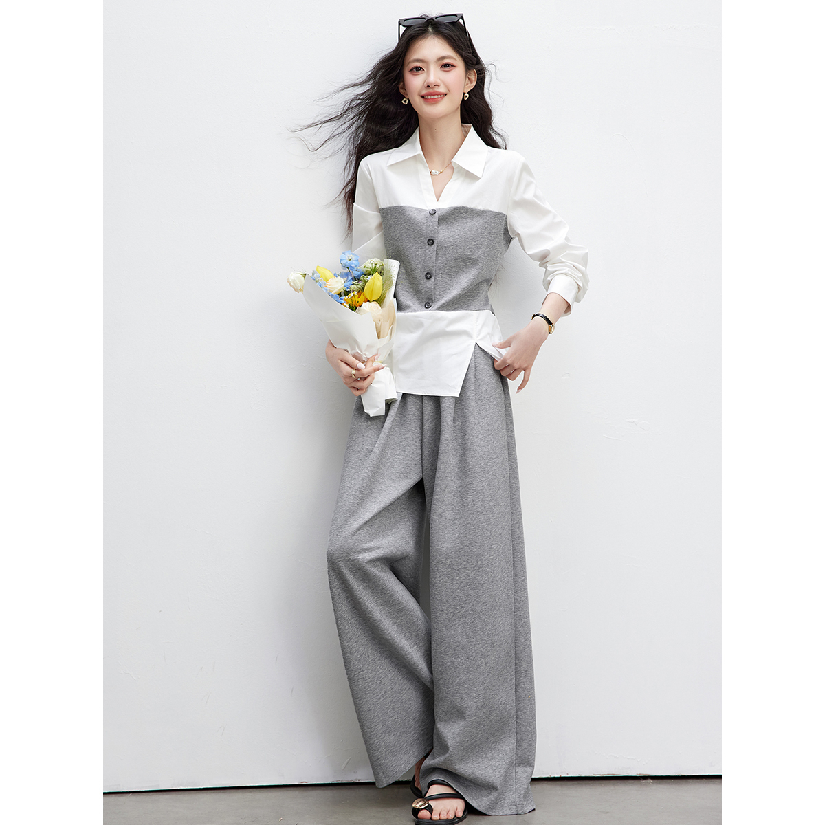 طقم نسائي من قطعتين من VIMLY ل - مراجعة Tie Front Shirt وسعره